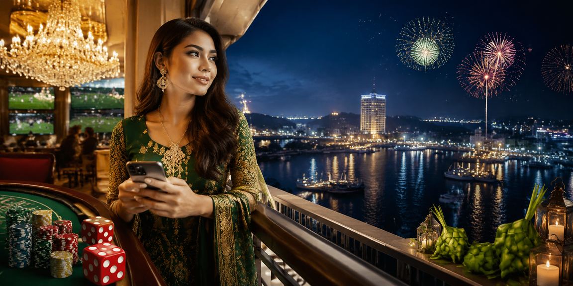 Suasana perayaan Hari Raya dengan promosi permainan istimewa di platform boleh88 Malaysia